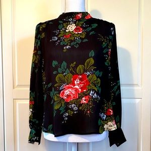 Floral tie-neck blouse
